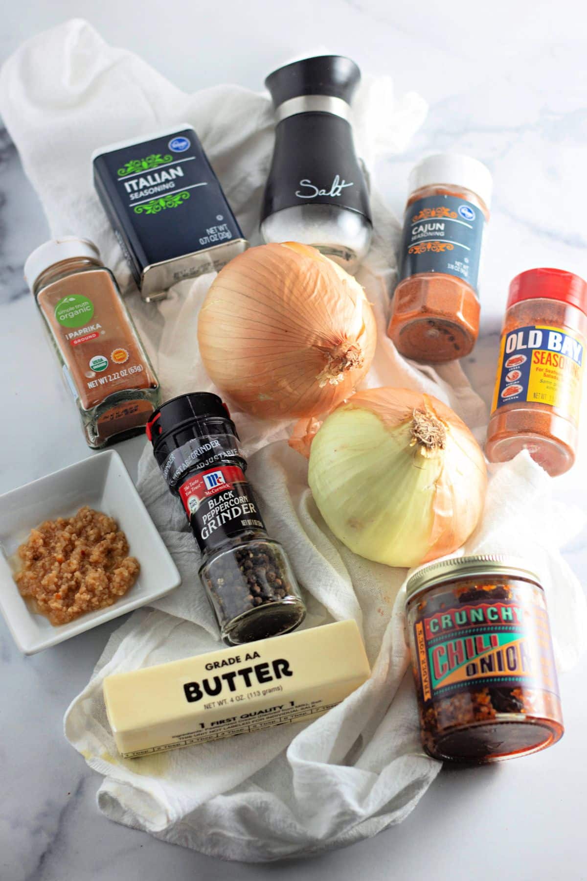 Ingredients on a counter ready to cook.