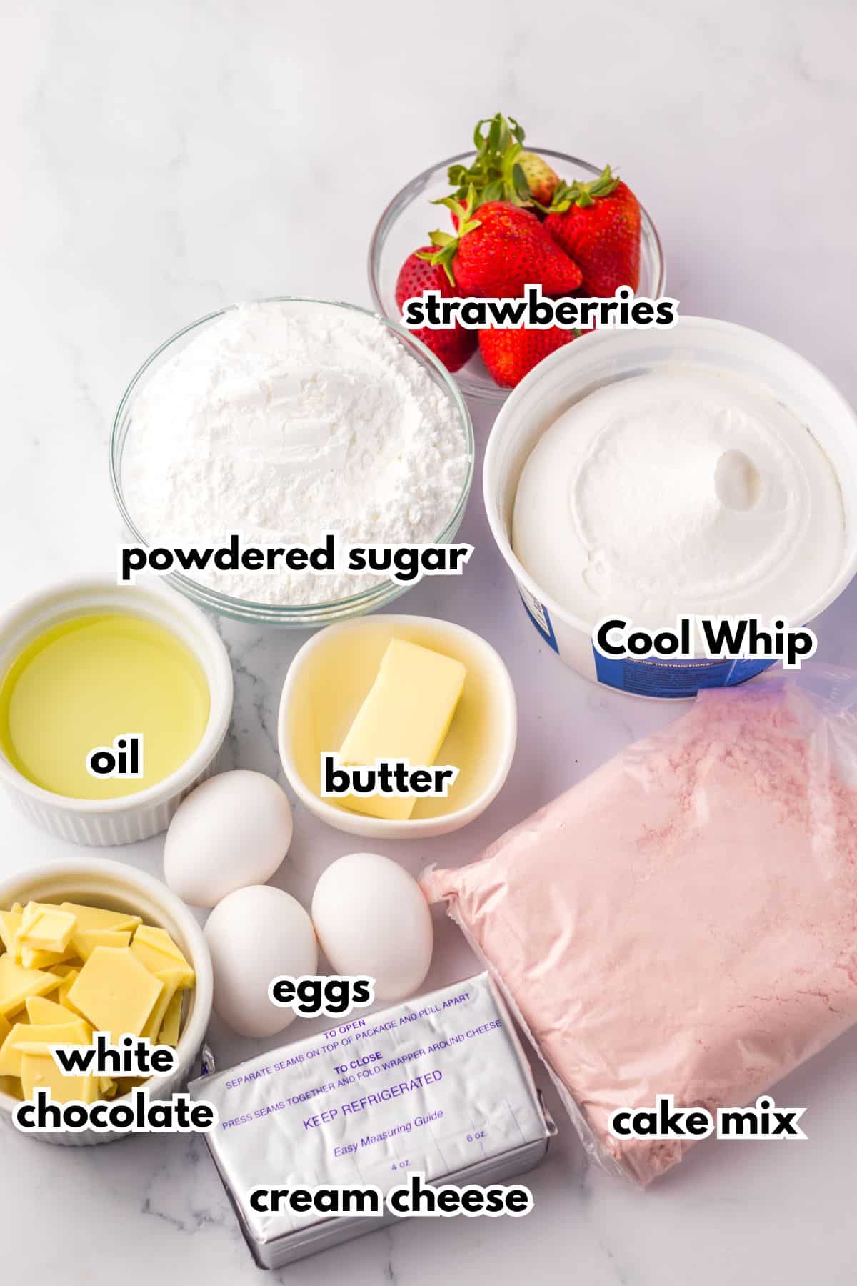 Bowls of ingredients on a counter ready to cook.