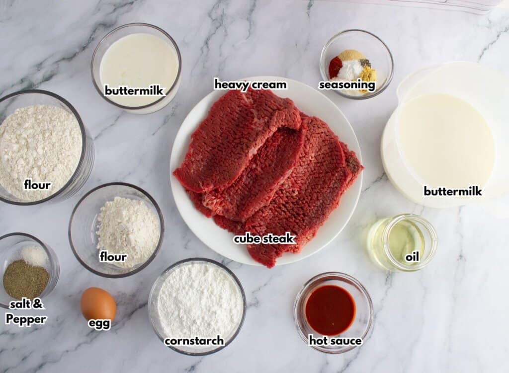 Bowls of ingredients on a counter.