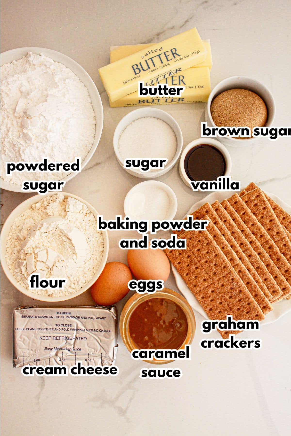 Ingredients on a counter ready to bake cookies.