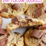 Peanut butter cup cookies on a white plate.
