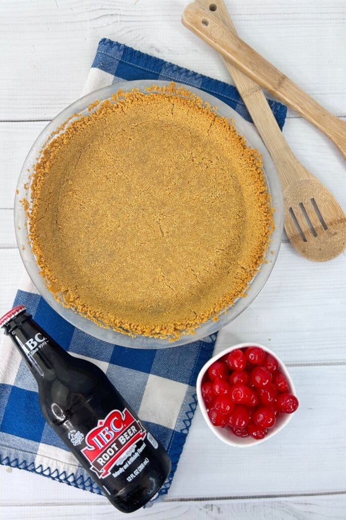 Crust in a glass baking dish.