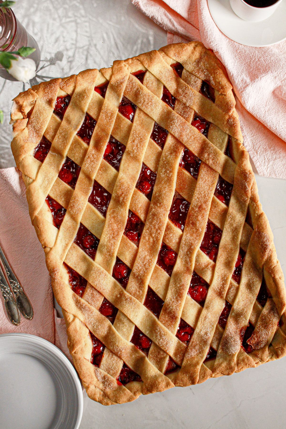 Sheet pan cherry pan cooling on a table.