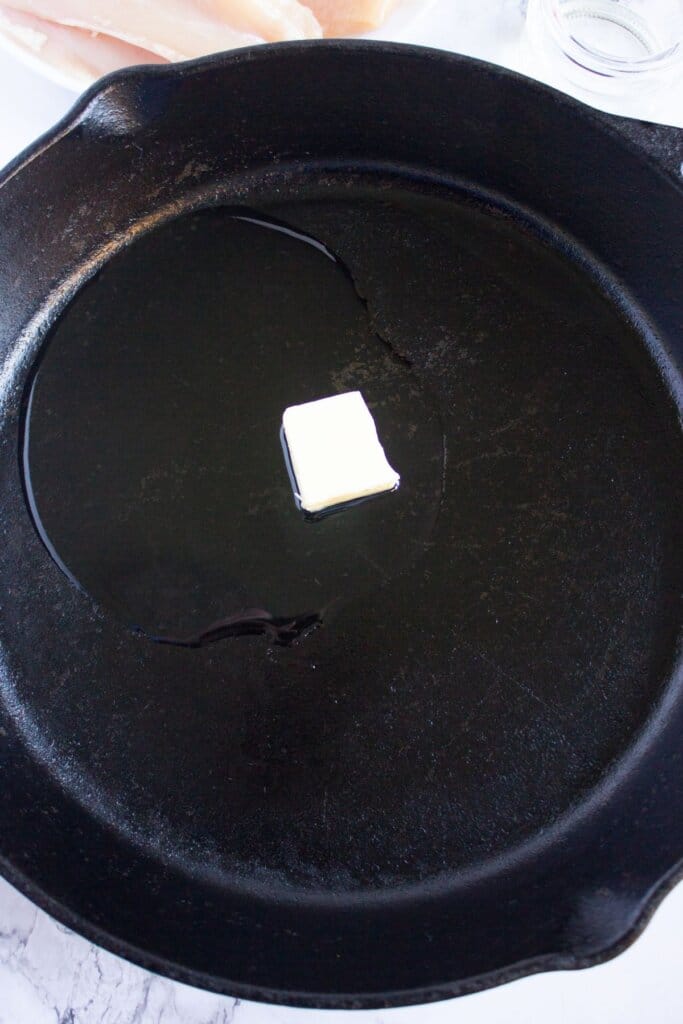 Butter and oil in a skillet iron skillet.