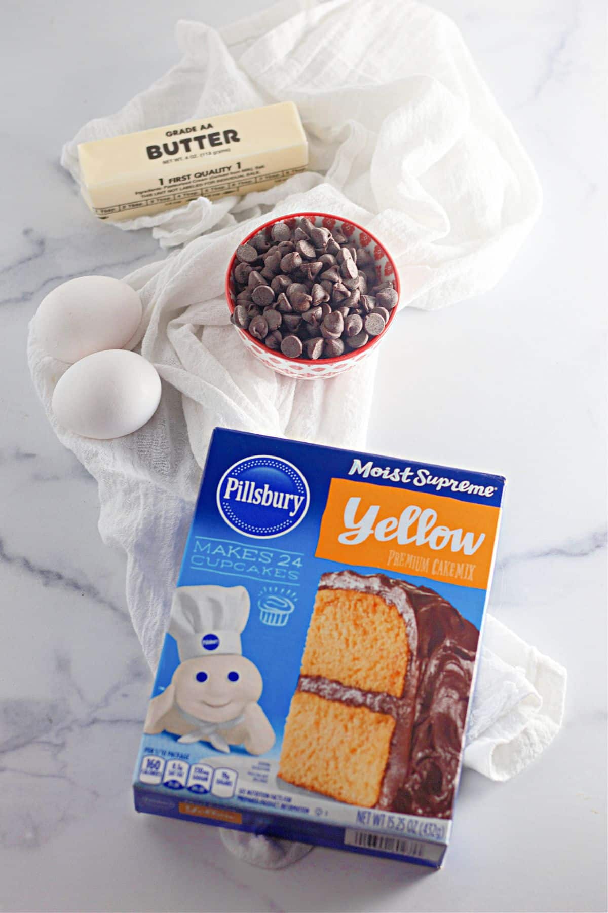 Ingredients on a counter ready to bake.