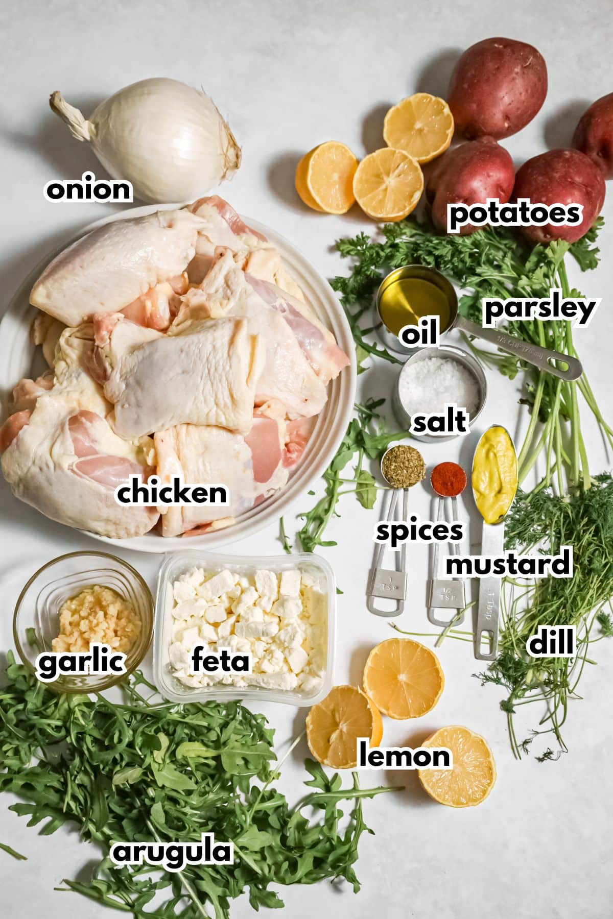 Sheet pan lemon chicken on a counter.