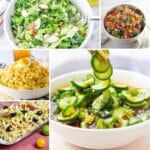 Collage of summer bbq side dishes.