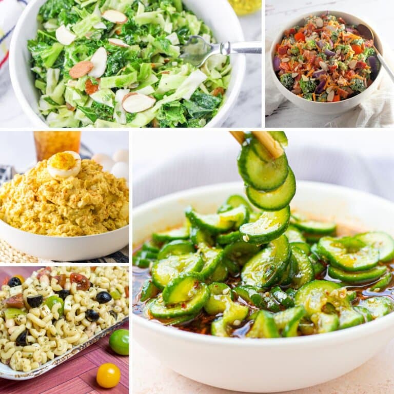Collage of summer bbq side dishes.