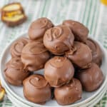 Small plates filled with Twix bites.