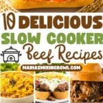 Collage of slow cooker beef recipes.