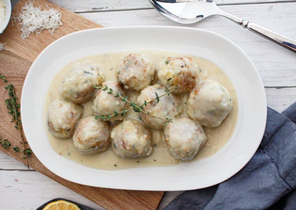 Artichokes meatballs on a plate.
