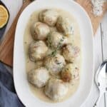 Artichokes meatballs on a plate.