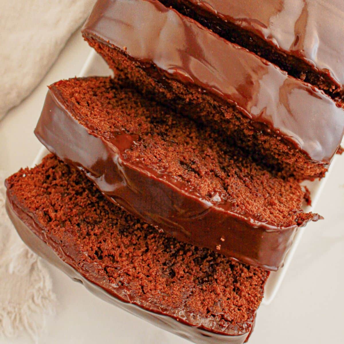 Slices of brownie bread on a serving platter.