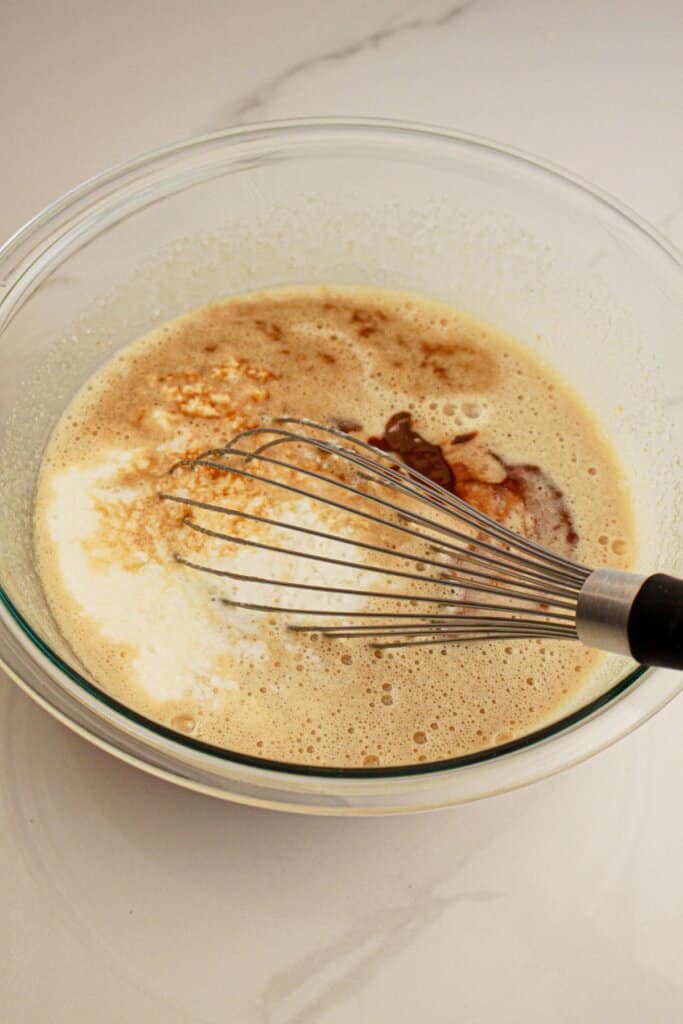Espresso being mixed into wet ingredients.
