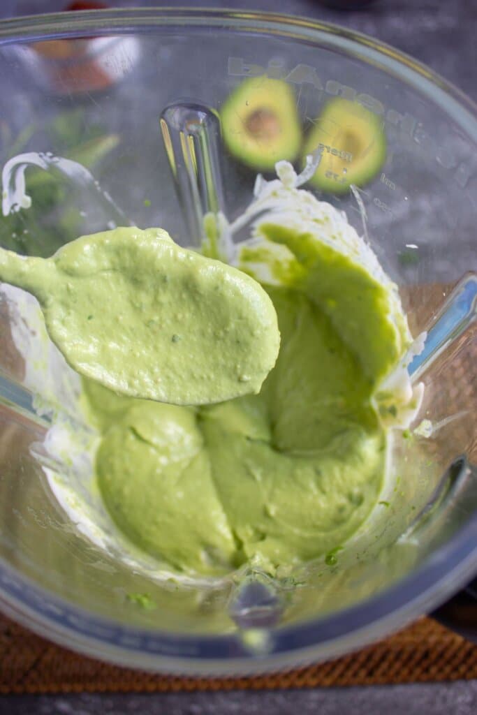 Guacamole in a blender.