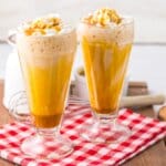 Glass full of frozen butterbeer.
