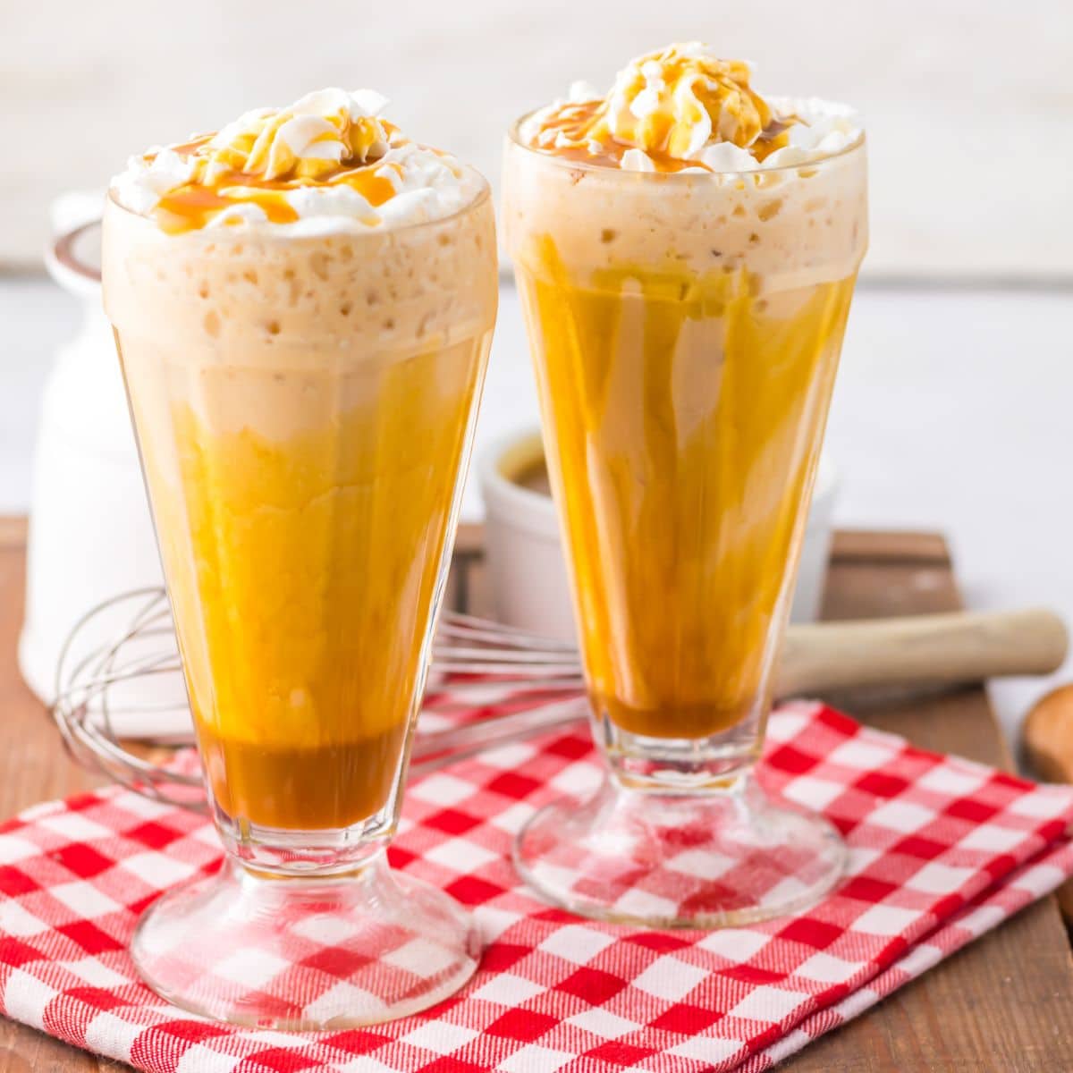 Glass full of frozen butterbeer.