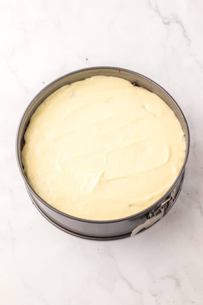 Cheesecake in a springform pan.