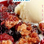 Small plate of mixed berry cobbler.