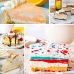 Collage of no bake pie recipes.