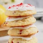 Four cookies stacked on top of each other.