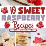 Collage of raspberry recipes.