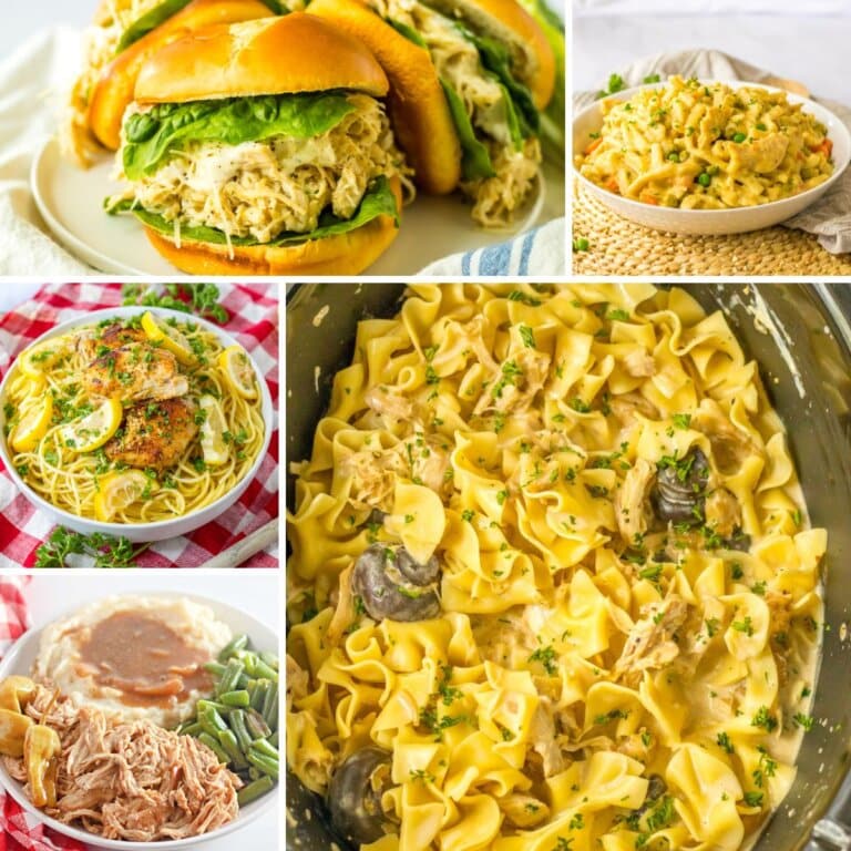 Collage of slow cooker chicken recipes.