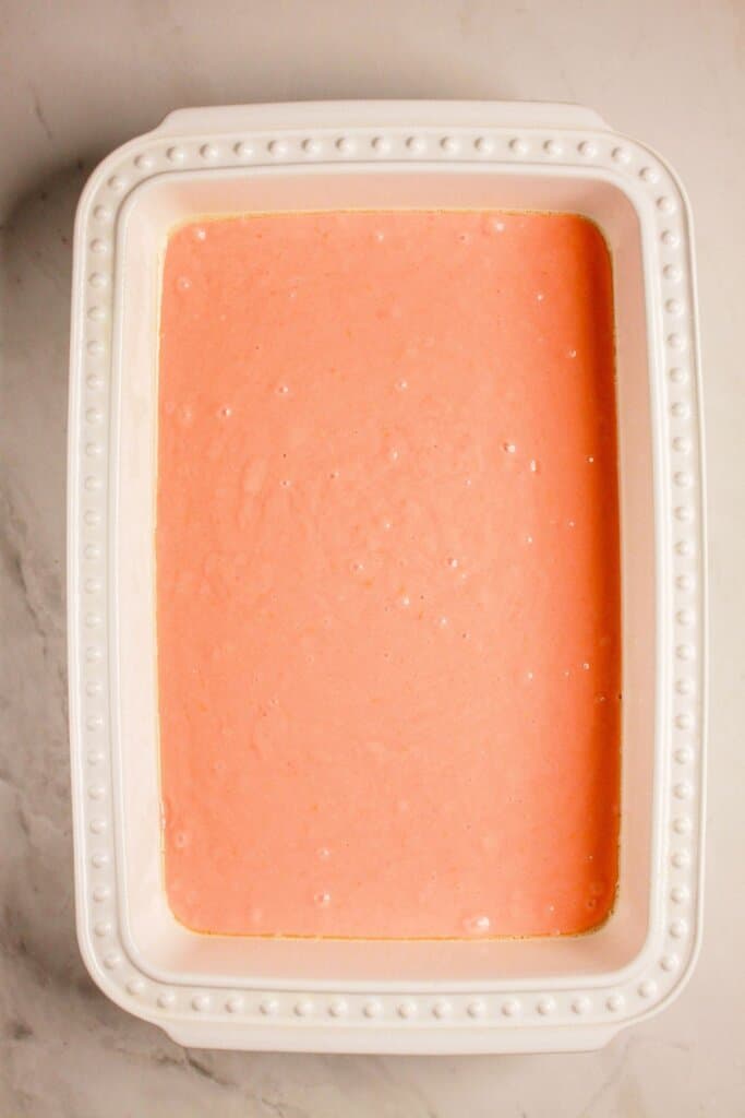 Batter in a baking dish.