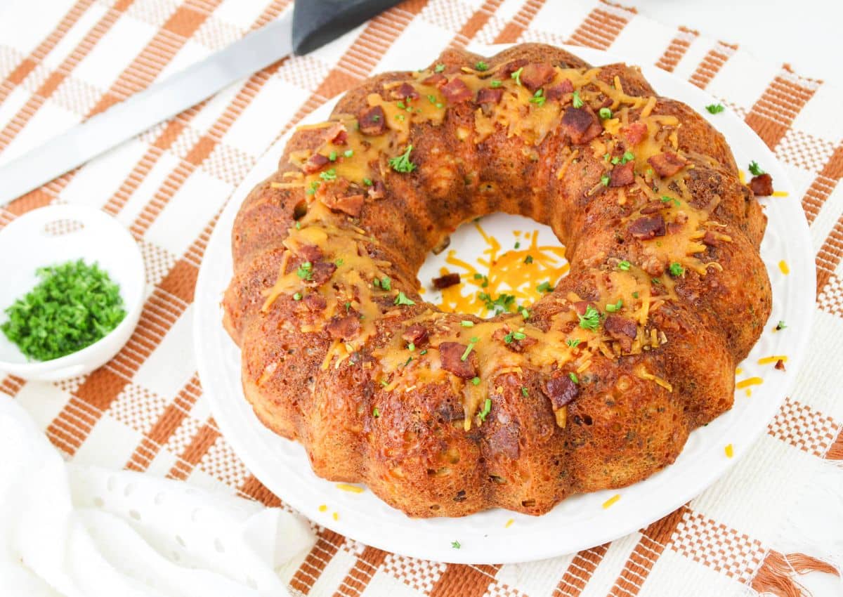 Bundt cake breakfast on a plate.