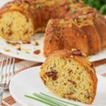 Slice of bundt cake breakfast on a small plate.