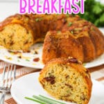 Slice of bundt cake breakfast on a small plate.