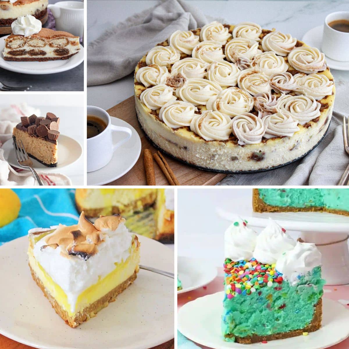 Collage of cheesecake recipes.