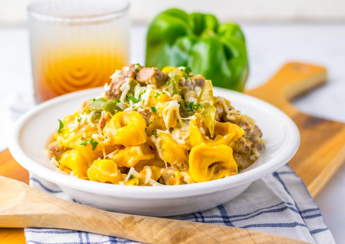 Bowl of cheesesteak tortellini.