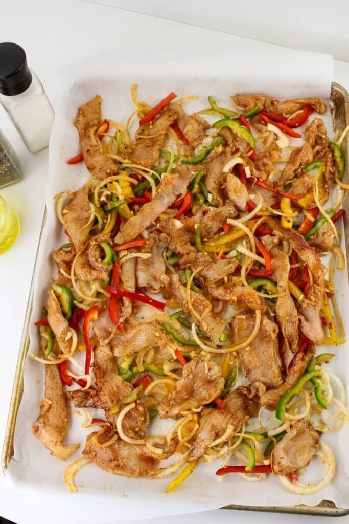 Chicken and veggies on a sheet pan