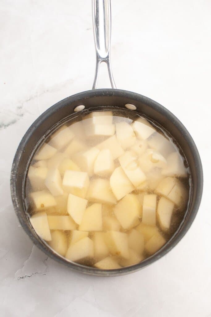 Potatoes in a pot.