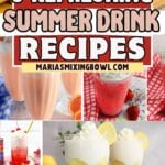 Collage of summer drink recipes.