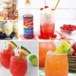 Collage of summer drink recipes.