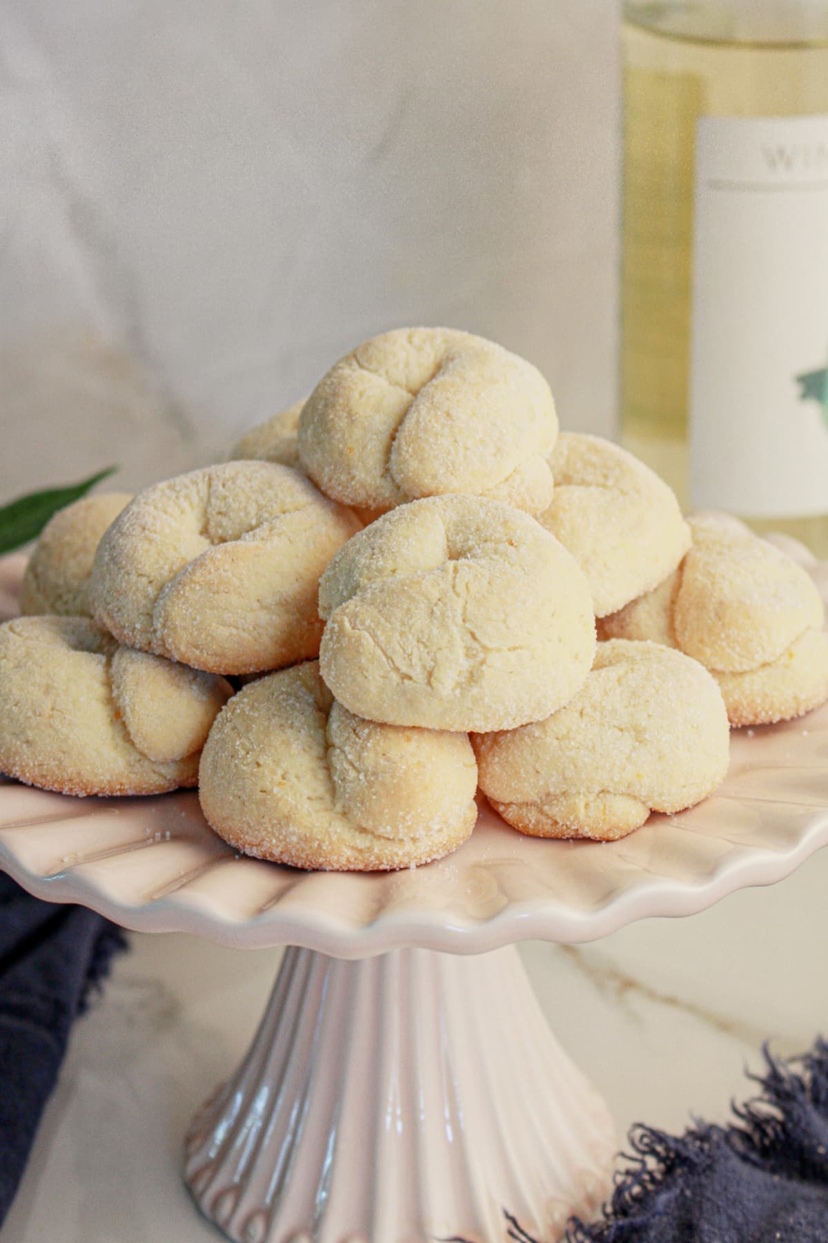 Wine cookies on a plate.