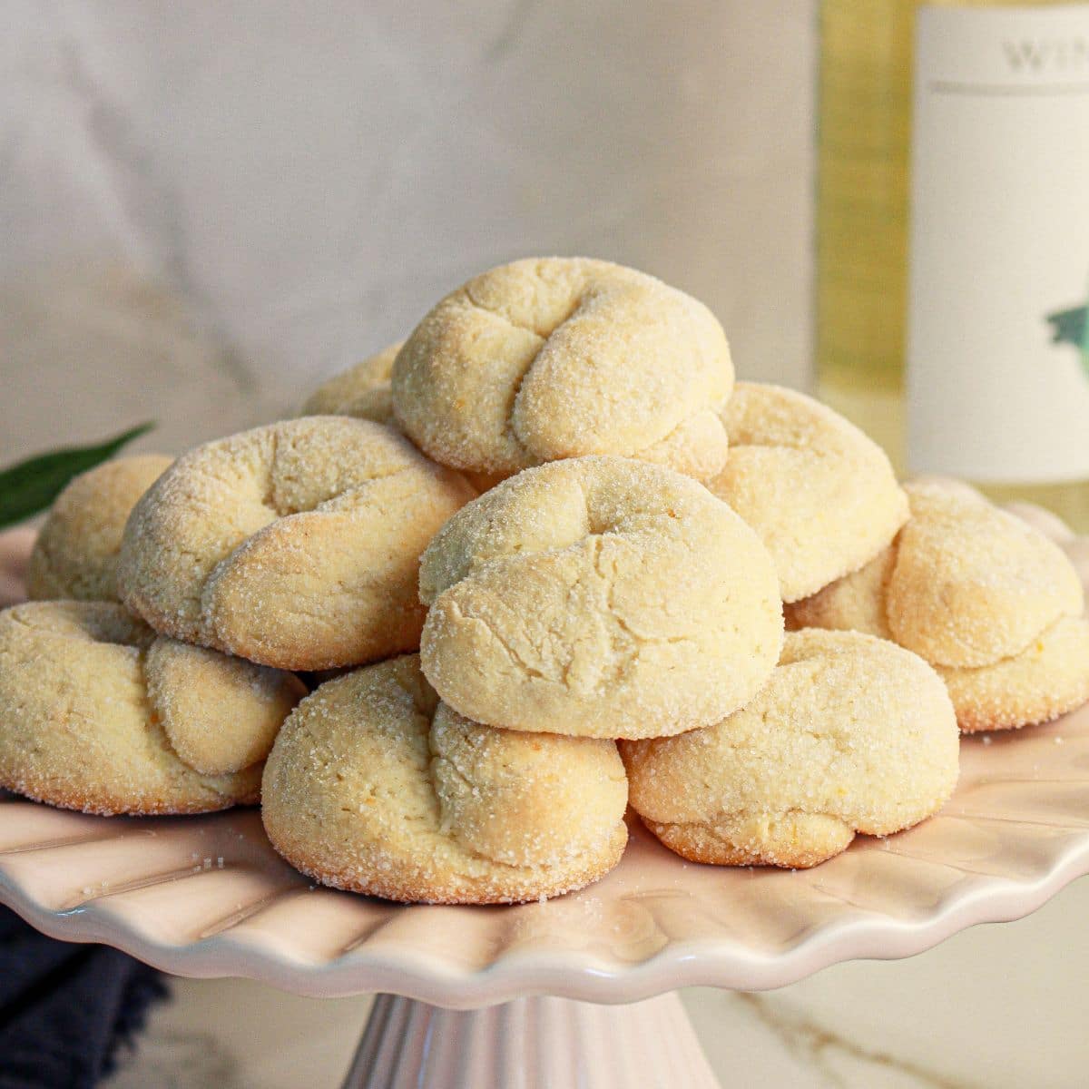 Wine cookies on a plate.