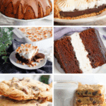 Collage image of chocolate desserts.