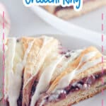 Slice of berry crescent ring on a small plate.