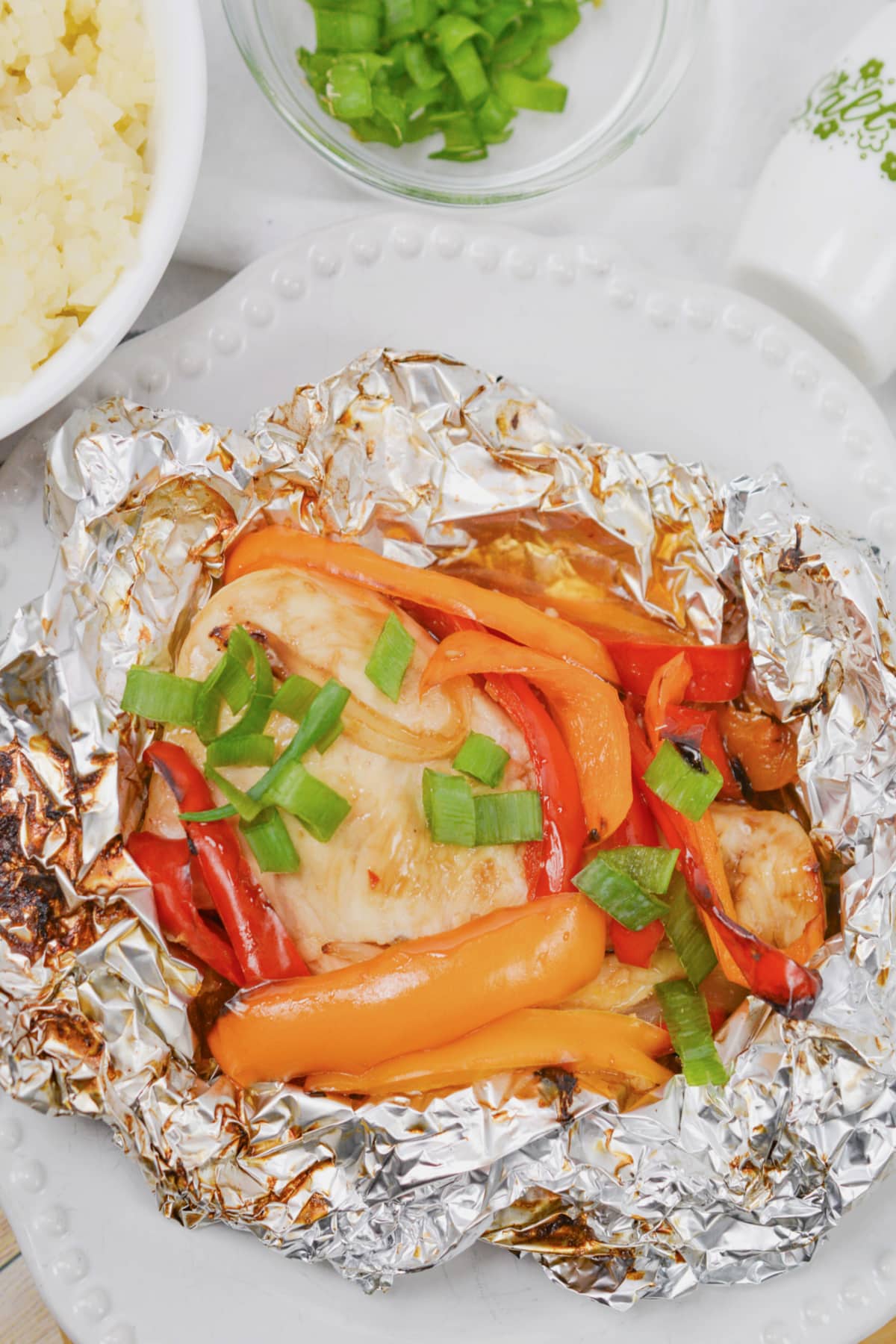 Hawaiian chicken packet on a plate.