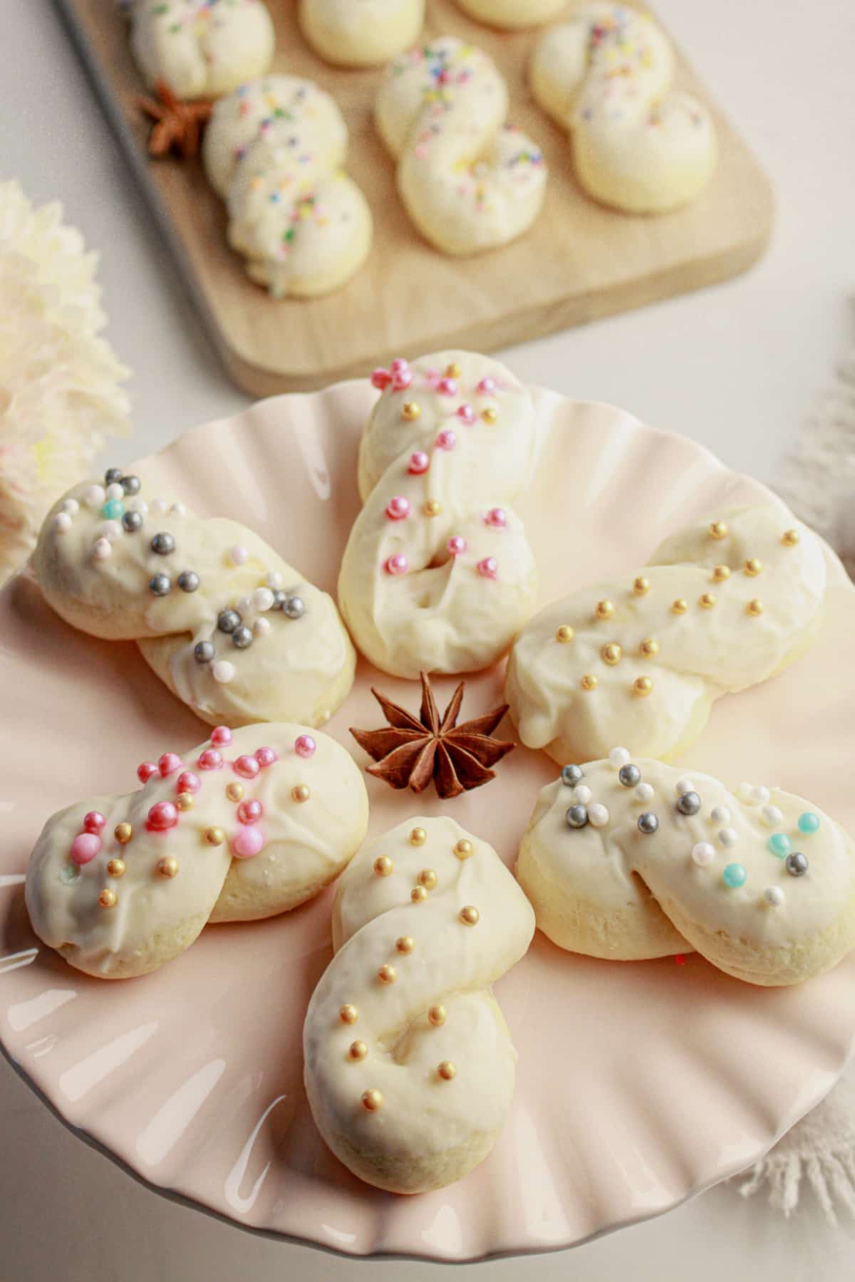 Italian anise cookies on a plate.