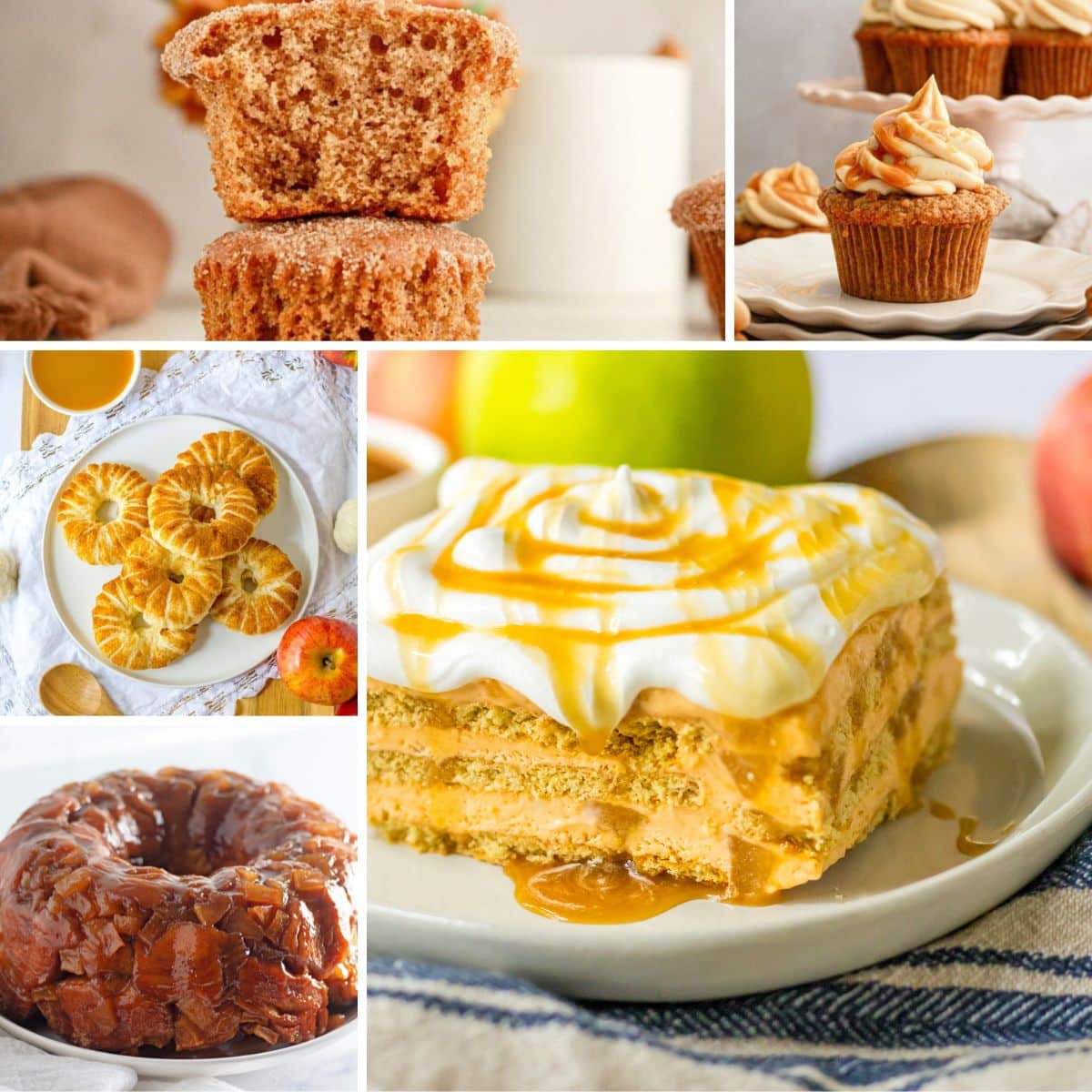 Collage of apple desserts.