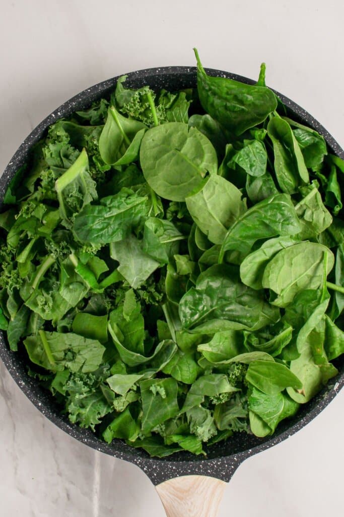 Greens in a large pot.