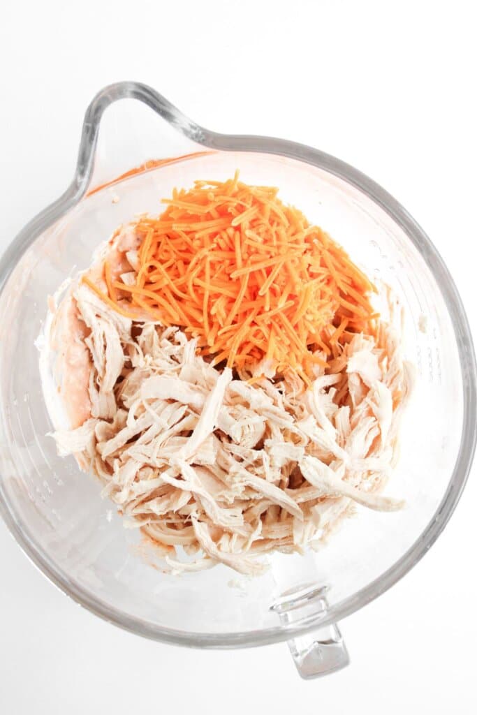 Filling ingredients in a mixing bowl.