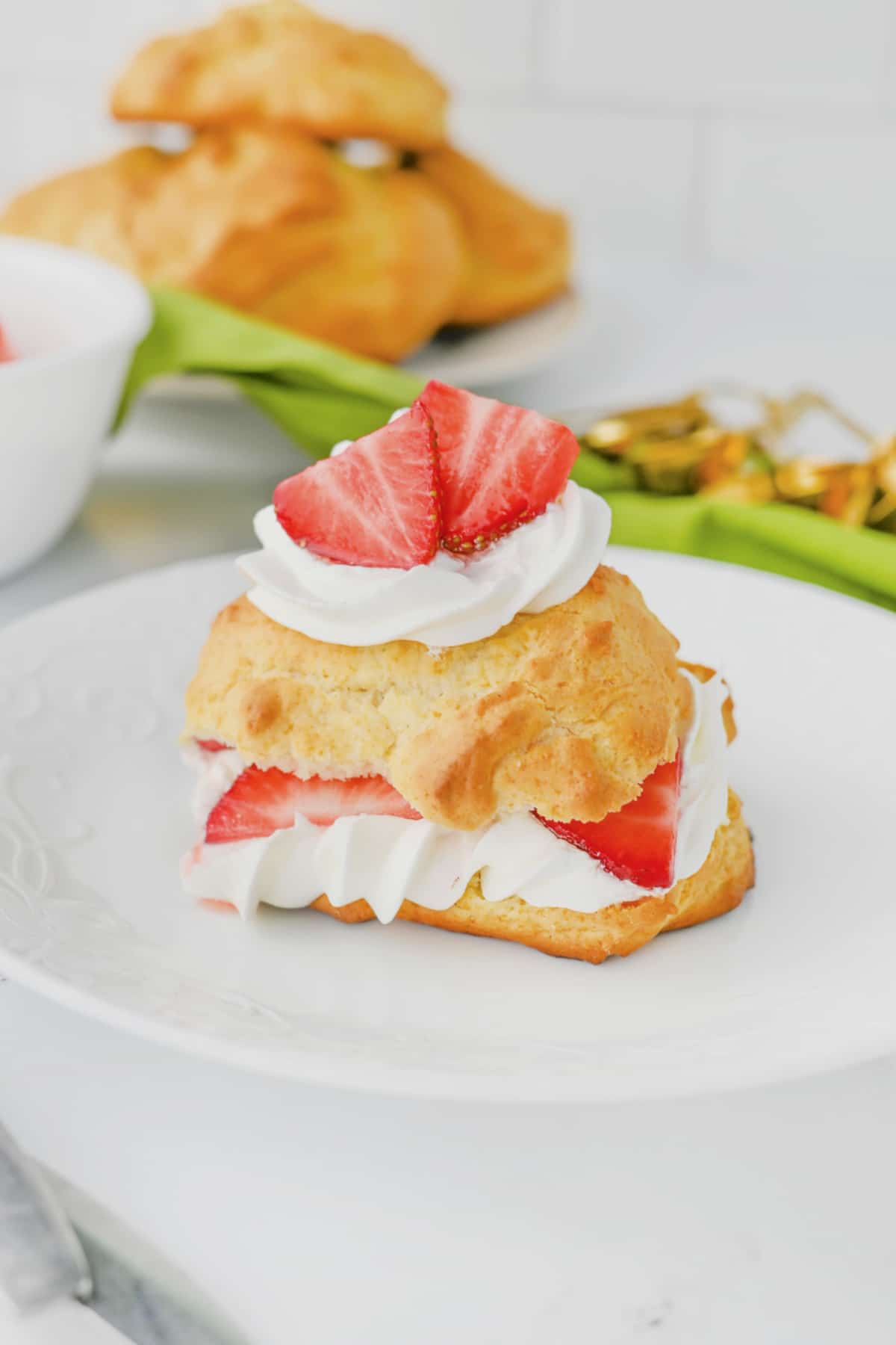 Bisquick strawberry shortcake on a plate.