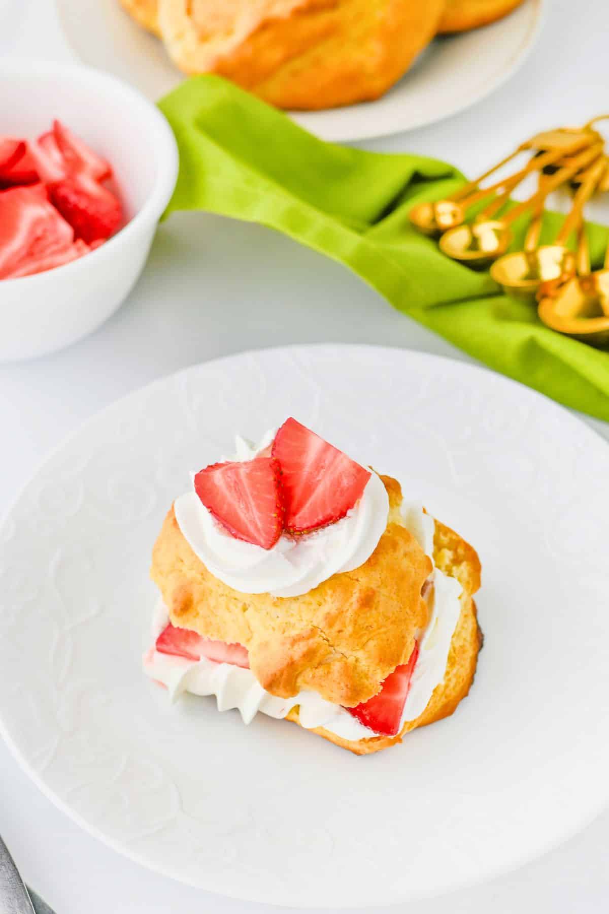 Bisquick strawberry shortcake on a plate.