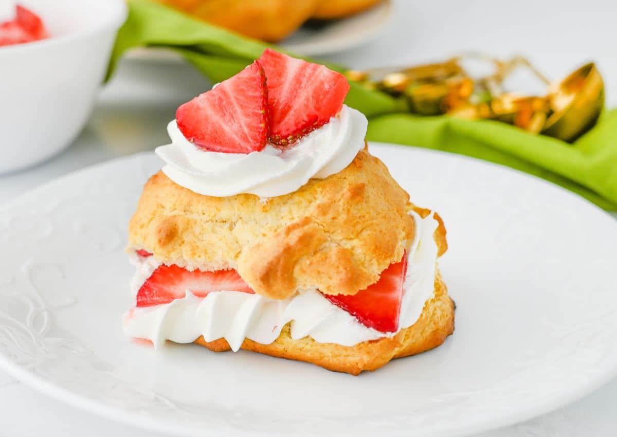 Bisquick strawberry shortcake on a plate.