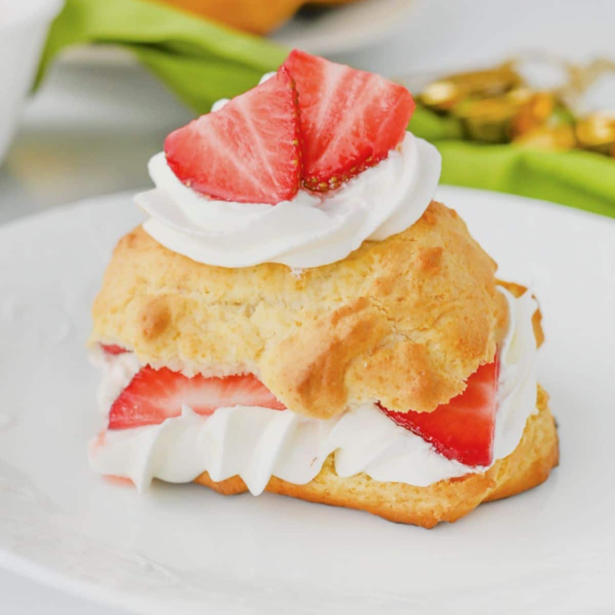 Bisquick strawberry shortcake on a plate.